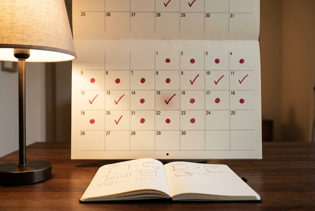 Kalender mit eingetragenen monatlichen Sparterminen